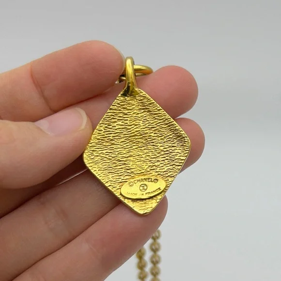 Chanel Vintage Rhombus CC Evening Drop Link Pendant Chain Necklace - Picture 4 of 5